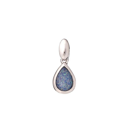 Pendentif goutte opale bleue doublet, argent rhodié 925, hauteur 0,9+0,6 cm