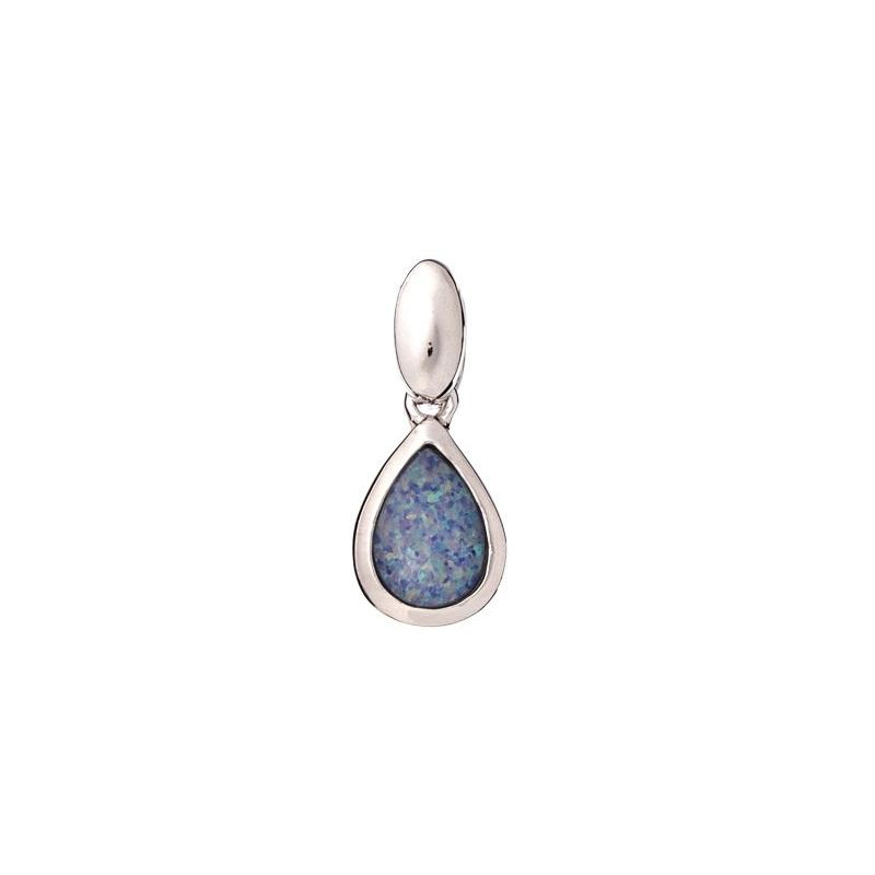 Pendente goccia doppietto opale blu, argento 925 rodiato, altezza 0,9+0,6 cm
