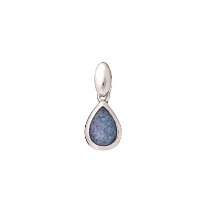 Pendente goccia doppietto opale blu, argento 925 rodiato, altezza 0,9+0,6 cm