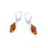 Pendientes largos con ámbar coñac natural, en plata 925 rodiada