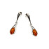Boucles d'oreilles pendantes avec ambre cognac naturel ovale, argent vieilli 925