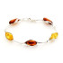 Pulseira com âmbar multicolorido, prata 925 banhada a ródio, 17 cm