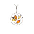 Pendant with natural multi-colored amber from the Baltic Sea oval, rhodium-plated silver