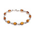 Pulsera con ámbar coñac natural ovalado, en plata 925 rodiada, longitud 18 cm