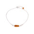 Pulsera con ámbar coñac cilíndrico, en plata 925 rodiada, longitud 23+4 cm
