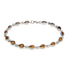 Armband met cognac amber...