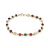 Bracelet with round multi-colored amber, in 925 rhodium silver, length 18 cm