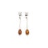 Lange oorbellen met natuurlijk cognac-amber, in gerhodineerd zilver 925