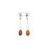 Pendientes largos con ámbar coñac natural, en plata 925 rodiada