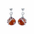 Pendientes con ámbar coñac natural, en plata 925 rodiada
