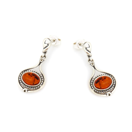 Ohrhänger mit natürlichem Cognac-Bernstein aus gealtertem 925er Silber