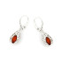 Dangle earrings with natural cognac amber, in 925 rhodium silver
