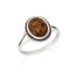 Inel cu chihlimbar de cognac oval al Marii Baltice, realizat din argint invechit 925