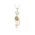Pingente gato com âmbar conhaque oval, em prata dourado 925, altura 5,5+1 cm