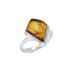 Anillo con ámbar coñac natural del Mar Báltico, en plata 925 rodiada