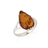 Ring with natural cognac amber from the Baltic Sea, in rhodium-plated silver 925