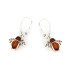 Boucles d'oreilles abeille avec ambre cognac naturel, en argent vieilli 925