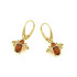 Bee earrings with natural cognac amber, in 925 gold plated silver