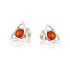 Boucles d'oreilles triquetra avec ambre cognac naturel, en argent rhodié 925