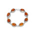 Pulseira com âmbar conhaque oval, em prata 925 banhada a ródio, comprimento 18+3 cm