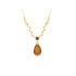 Colar de folhas com gota de âmbar conhaque, em prata dourado 925, comprimento 42 +3 cm
