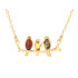 Collar pájaro con ámbar multicolor, en plata dorado 925, largo 42 + 3 cm
