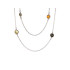 Necklace with multi-colored amber ball, in 925 rhodium silver, length 100 + 5 cm