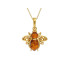 Pendentif abeille avec ambre cognac, en argent doré 925, hauteur 1,6+0,8 cm