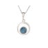 Pendentif rond avec opale bleue doublet, en argent rhodié 925, hauteur 1,2+1 cm