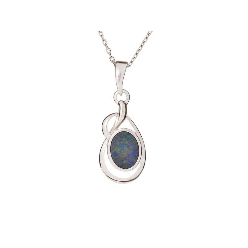 Mavi opal ikili Kolye ucu, 925 rodyum kaplama gümüş, yükseklik 1,8+0,8 cm