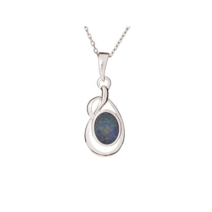 Mavi opal ikili Kolye ucu, 925 rodyum kaplama gümüş, yükseklik 1,8+0,8 cm