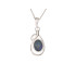 Hanger met doublet blauwe opaal, in 925 gerhodineerd zilver, hoogte 1,8+0,8 cm