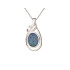 Hanger met doublet blauwe opaal, in 925 gerhodineerd zilver, hoogte 2 cm