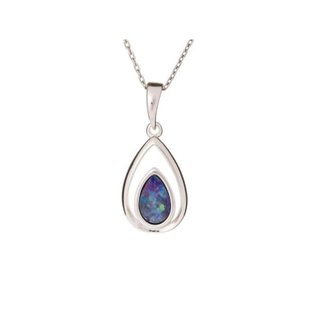 Mavi opal ikili Kolye ucu, 925 rodyum kaplama gümüş, yükseklik 1,5+0,8 cm
