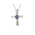 Kruishanger met doublet blauwe opaal, in 925 gerhodineerd zilver, hoogte 2,5 cm