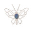Pendentif papillon opale doublet, oxyde de zirconium, argent rhodié 925, 2,5 cm