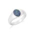 Anillo sello con doblete australiano ovalado de ópalo azul, en plata 925 rodiada