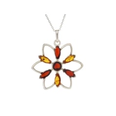 Colgante floral con ámbar...