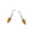 Dangle earrings with natural cognac amber, in 925 rhodium silver