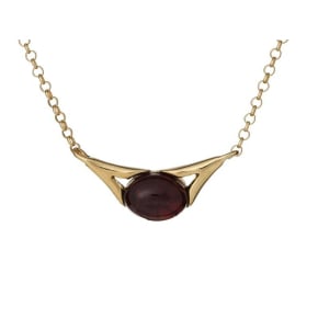 Halsketting met cognac barnsteen, in 925 goudkleurige zilver, lengte 40 + 5 cm