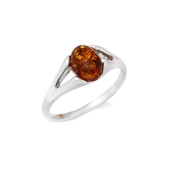 Anillo con ámbar coñac...