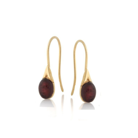 Pendientes con ámbar coñac natural, en plata dorado 925