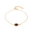 Bracelet avec ambre cognac naturel ovale, en argent doré 925, longueur 17+3 cm
