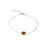 Bracciale con ambra cognac ovale, in argento 925 rodiato, lunghezza 17+3 cm