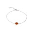 Pulseira com âmbar conhaque oval, em prata 925 banhada a ródio, comprimento 17+3 cm