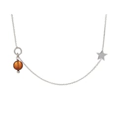 Collier avec ambre cognac,...