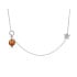 Collana con ambra cognac, in argento 925 rodiato, lunghezza 40+5 cm