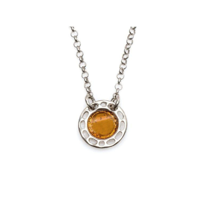 Collar con ámbar coñac natural del Mar Báltico, en plata 925 rodiada