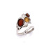 Anello con ambra cognac naturale del Mar Baltico, realizzato in argento 925 rodiato