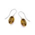 Pendientes con ámbar coñac natural ovalado, en plata 925 rodiada